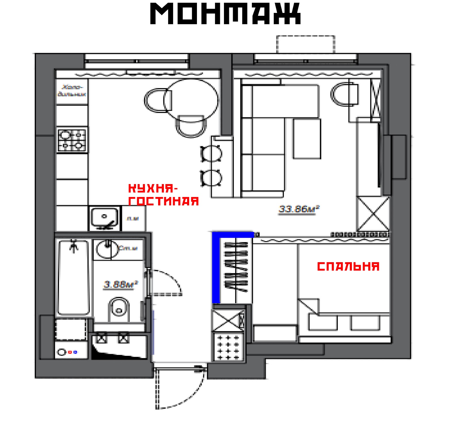 Как превратить однокомнатную квартиру в евродвушку